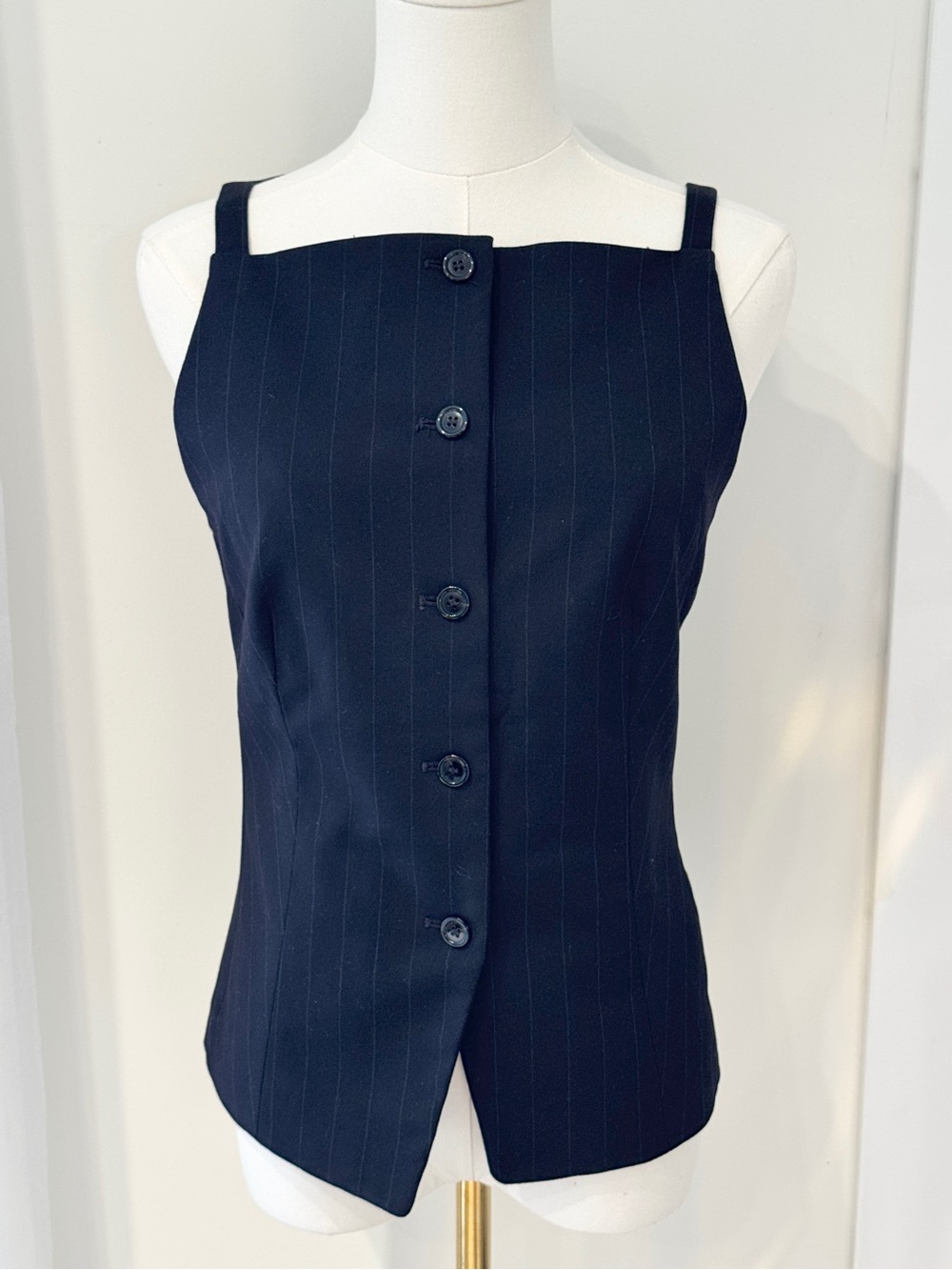 H&M Women's Navy Pinstripe Button-Front Cami Top / M